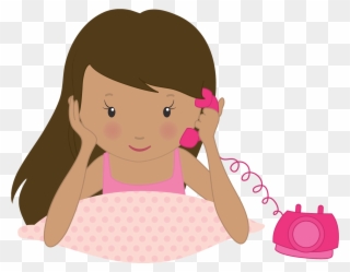 Girls At Phone Clip Art - Topper Festa Do Pijama - Png Download
