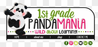 1st Grade Panda Header - Banner Clipart
