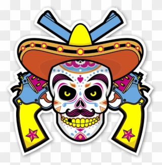 Colorful Mexican With Guns Sticker - Mexican Stickers Png Clipart