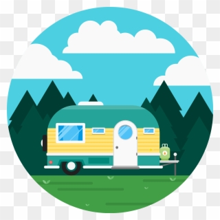 Caravan Recreational Vehicle Icon - Cute Rv Cartoon Clipart