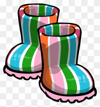 Pink Striped Rubber Boots - Club Penguin Rain Boots Clipart