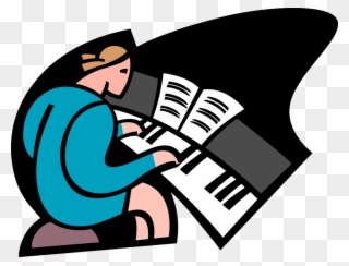 Vector Illustration Of Student Taking Piano Lessons - Rock-a-boogie - Cd Clipart