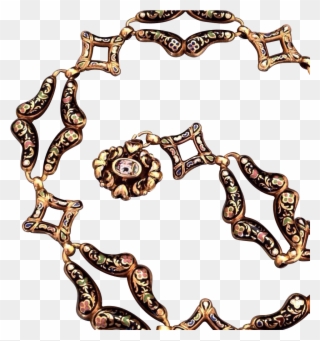 Rare Antique Swiss 18k Gold Enamel Repousse Necklace - Gold Clipart