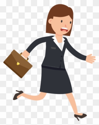 Corporate Woman Running Late - Cartoon Woman With Suitcase Clipart