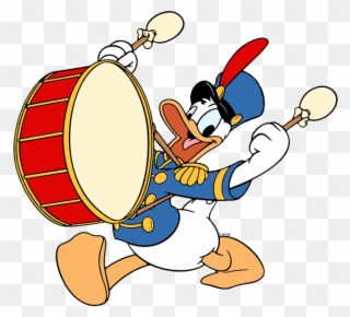Playing The Drum In A Marching Band - Donald Duck Clipart
