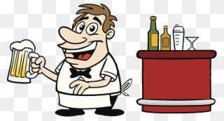 Bartender Cartoon Clip Art At The Counter - Bar Dibujo Animado - Png Download