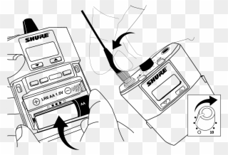 Insert The Batteries Or Battery Pack And Attach Antennas - Shure Clipart