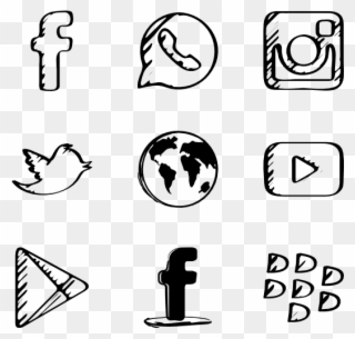 Sketched Social - Sketched Icons Clipart