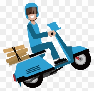Courier Express By Transprent - Clipart Motorcycle Delivery - Png Download