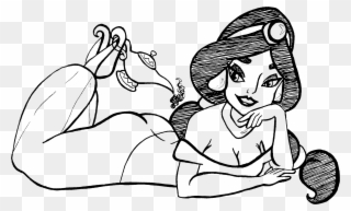 Princess On Stomach Line - Drawing Clipart