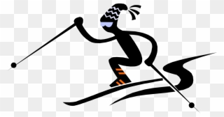 Vector Illustration Of Downhill Alpine Skier Slalom - Ski Clipart