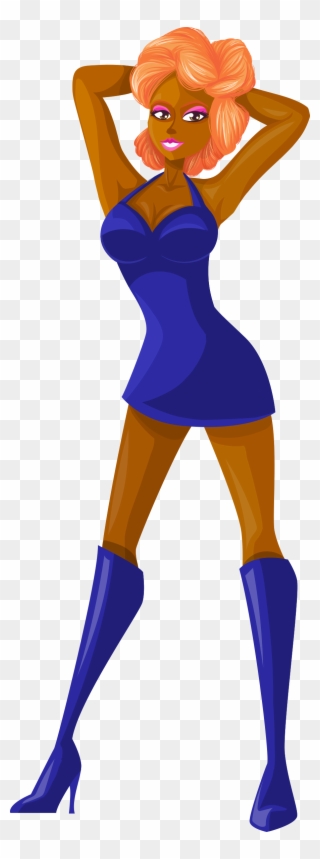 Blonde Blue Comic Characters - Dress Clipart
