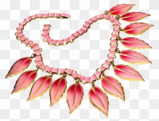Vintage Pink Leaf Bib Necklace Art Deco Bookchain Book - Necklace Clipart