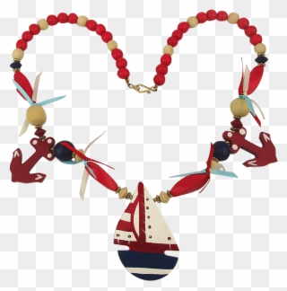 Funny Handmade Painted Wood Sailboat Sailing Necklace - Necklace Clipart