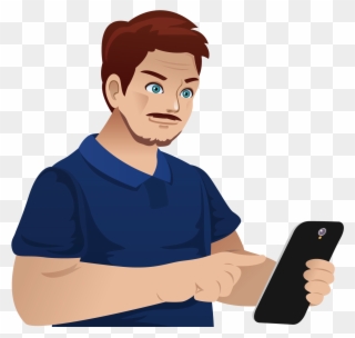 Mobile Phones Cartoon Play The Man On - Man With Phone Png Clipart