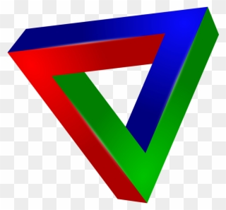 Impossible Triangle - Optical Illusion Triangle Colored Clipart