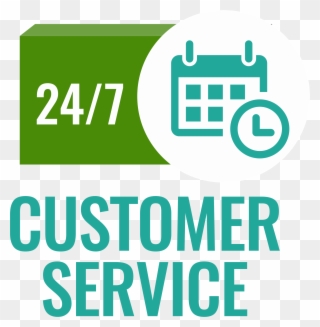 24 7 Customer Service Green Clock And Calendar Fundraising Clipart