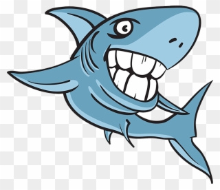 Great White Cartoon Clip Art Illustration Cartoonsharkillustration - Cartoon Shark With Big Teeth - Png Download