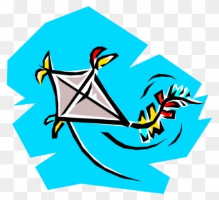 Vector Illustration Of Tethered Heavier Than Air Flying - Flygande Drake Clipart
