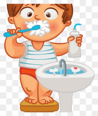 Child Brushing Teeth Clipart - Brush Teeth Hair Clipart - Png Download