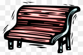 Vector Illustration Of Park Bench With Long Seat Found - Park Bank Clipart