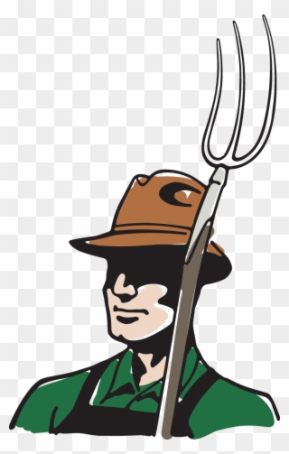 Farmer With Hat And Pitchfork - Farmer Pitchfork Logo Clipart