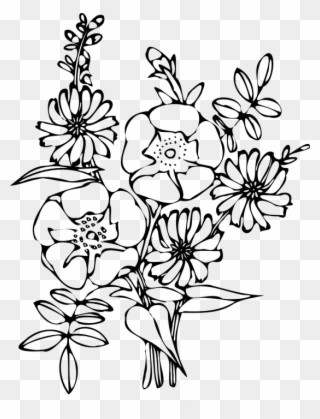 Sunflower Coloring Page 9, Buy Clip Art - Flower Bouquet Black And White Png Transparent Png