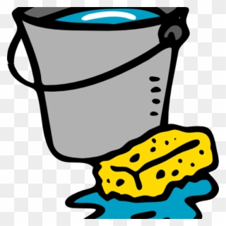 Charity Car Wash - Bucket And Sponge Cartoon Clipart
