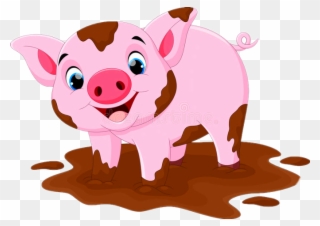 Pig In Mud Cartoon Clipart