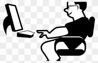 Graphic Free Library Neck Pain Prevention With Posture - Guy Sitting Infront Of Computer Cartoon Clipart