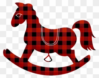 Buffalo Plaid Rocking Horse, Christmas Horse - Weihnachtsgirlande Clipart