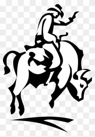 Rodeo Cowboy Rides Bronco Bull - Cross Stitch Cowboy Clipart