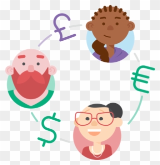 A Group Of Friends Exchanging Currency - Blockchain Clipart