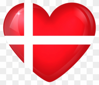 Denmark Large Heart Flag - Danish Flag In A Heart Clipart