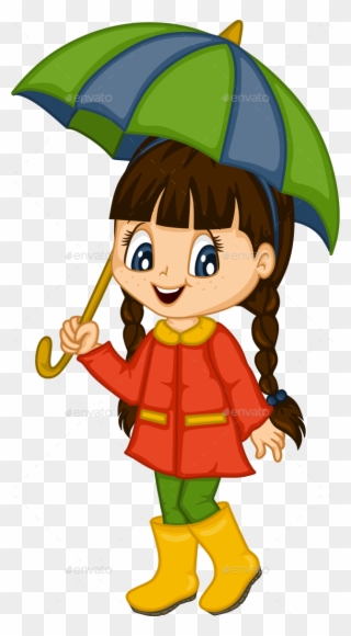 Cute Little Girl For 4 Seasons - Girl Cartoon 4 Seasons Clipart
