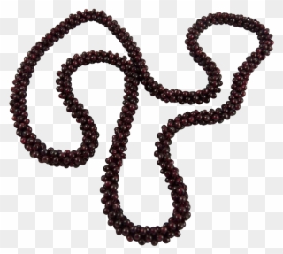 Vintage Garnet Bead Braided Rope Necklace - Jewellery Clipart