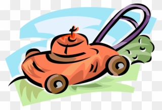 Image Lawn Mower Cuts Grass Vector Image Illustration - Lawn Clipart