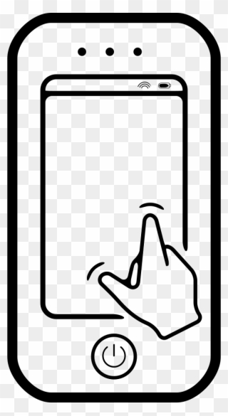 Hand On Mobile Phone Touching Screen Comments - Pantalla Tactil Para Dibujar Clipart