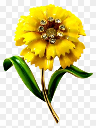Crown Trifari Yellow Enamel Carnation Flower Pin Advertisement - Flower Clipart