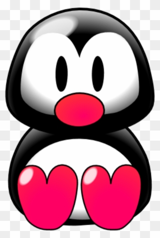 Baby Penguin Sitting With Feet Forward - Penguin Clip Art - Png Download