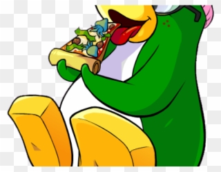 Pizza Clipart Girl - Green Girl Club Penguin - Png Download