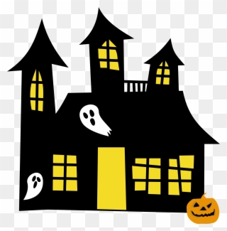 Hauntedhouse Yellowwindows Clipart Of Spooky - Halloween Haunted House Clipart - Png Download