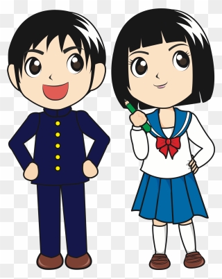 Student Download School Cartoon - Japanese Student Clipart - Png Download