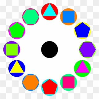 4 Polygons In Circles Rainbow - Polygons Inside A Circle Clipart