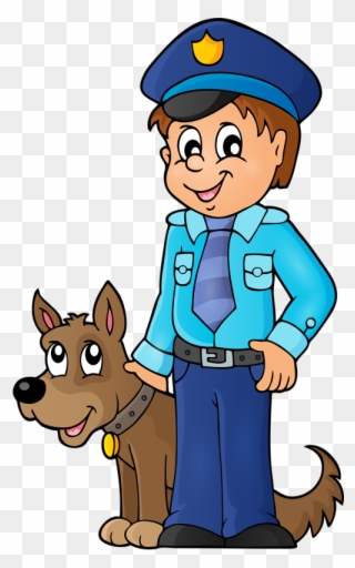 Coloring Books For Kids Design Vector Png - Policeman And Dog Clipart Transparent Png