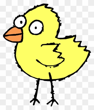 Funny Chick Mascot - Bird Cartoon Black And White Clipart