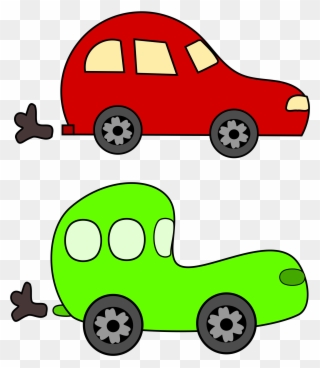 Car Cartoon Clip Art Clipart Green And Red Cars - Red Car Green Car - Png Download