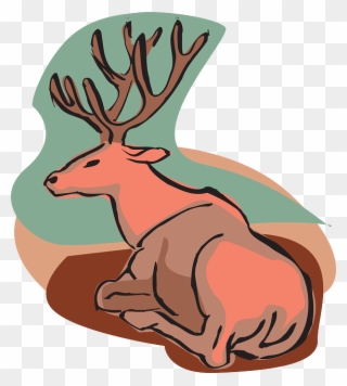 Reindeer Clipart Sleeping - Draw A Sitting Deer - Png Download