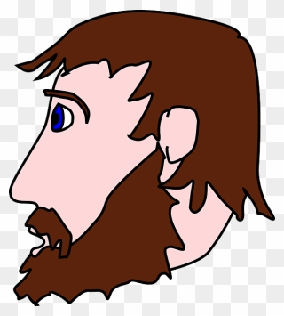 Man Head Side Beard Clip Art At - Cartoon Beard Side View - Png Download