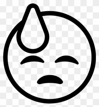 Cold Sweat Emoji Stamp - Sweaty Emoji Black And White Clipart